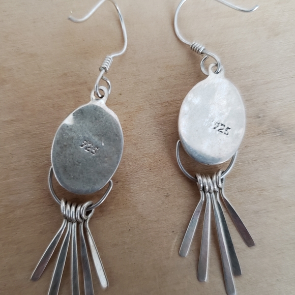 Turquoise earrings, silver setting - Picture 4 of 4